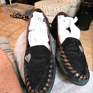 Brighton Black suede loafers size 6 1/2 M